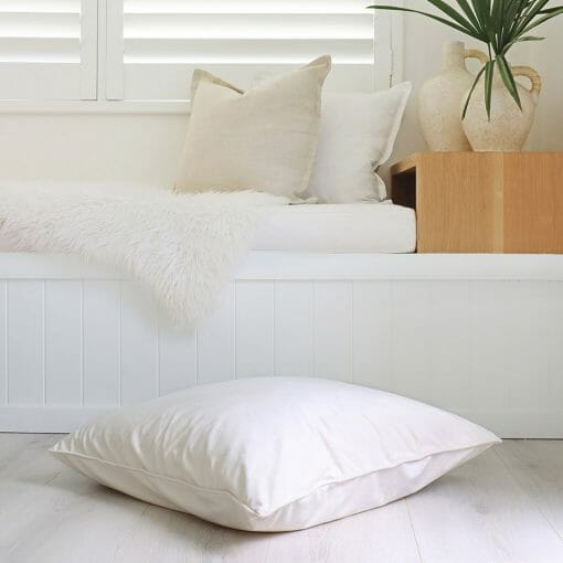 White-coloured velvet floor cushion cover