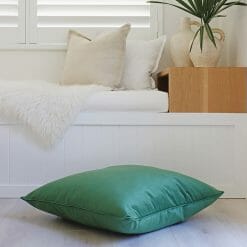 Dark green-colored velvet floor cushion cover