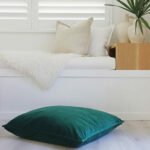 Green-coloured velvet floor cushion cover