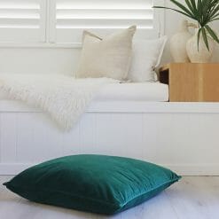 Green-coloured velvet floor cushion cover