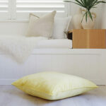 Velvet floor cushion cover in yellow colour