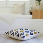 Colourful floor cushion cover with diamond pattern