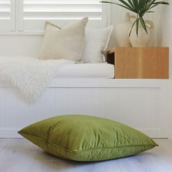 Olive green velvet floor cushion cover
