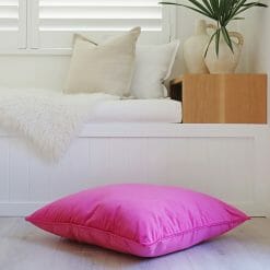 Velvet floor cushion cover in pink shade