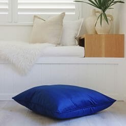 Velvet floor cushion cover in royal blue colour