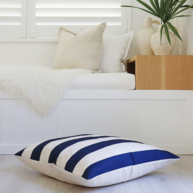 Stripe Floor Hamptons Cushion Cover – 70cm x 70cm - SC623-70 Striped floor cushion cover in blue and white colour