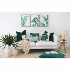 Tropical Cushions on a white sofa