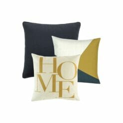 3 minimalist design cushion covers in gold, teal and dark grey colours