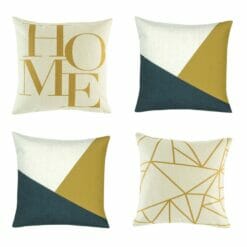 4-piece indoor cushion set in gold and teal colours