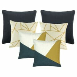 Scandi-inspired 6 piece cushion set in gold, teal and charcoal colours