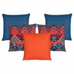 5 carnival-inspired cushion set in blue and bright orange colours