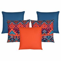 5 carnival-inspired cushion set in blue and bright orange colours