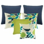 Bright coloured indoor cushion set in lime, teal and navy colours