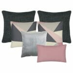 Scandi-inspired square cushion set in pink and grey colours