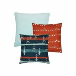 3 unique Christmas-themed cushion set in coral and teal colours