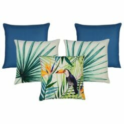 Jungle inspired blue and teal outdoor cushions