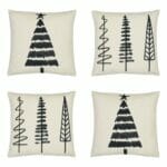 Black and white Christmas themed cushion covers with pine trees
