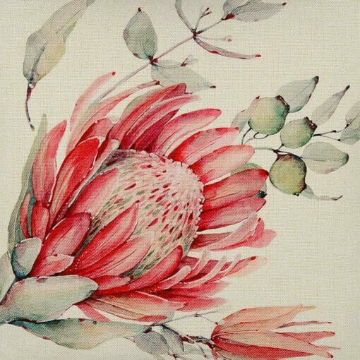 Close up image of natural-coloured with print of protea flower