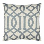 Elegant square cushion in with trellis design in duck egg color