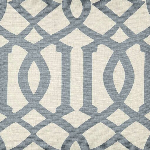 Close up of square cushion cover with duck egg trellis print