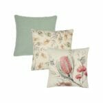 Three cushion cover collection with garden-themed prints