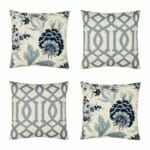 Luxurious yet minimalist four cushion cover set with garden inspired prints