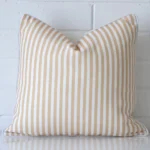 Vibrant striped outdoor cushion cover in a stylish square size with beige colouring.