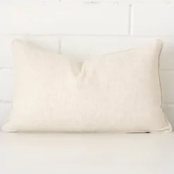 Lovely cream cushion made from linen fabric and in an elegant rectangle size.
