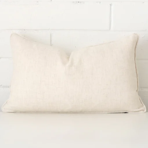 Lovely cream cushion made from linen fabric and in an elegant rectangle size.