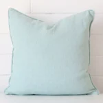 A gorgeous linen square cushion in mint.