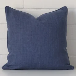 Vibrant linen cushion cover in a stylish square size with royal blue colouring.