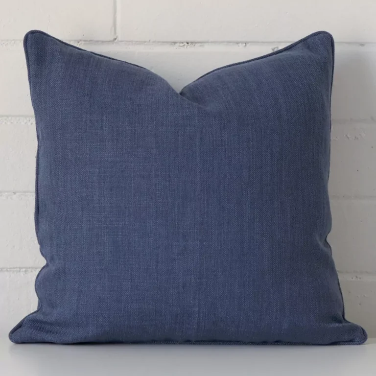 Vibrant linen cushion cover in a stylish square size with royal blue colouring.