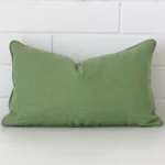 Striking rectangle sage green cushion cover featuring a quality linen fabric.