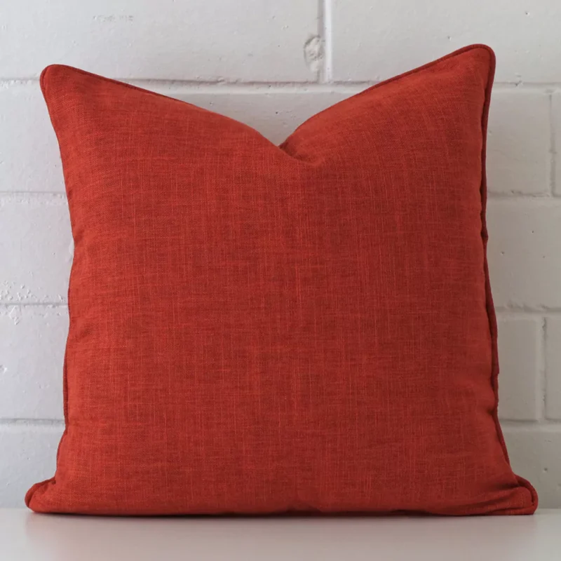 arlington-burnt-orange-cushion-cover-45cm-x-45cm-sc452-45 Front view of square cushion. Crafted from a special linen material in a burnt orange colour.