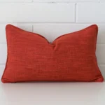 A gorgeous linen rectangle cushion in burnt orange.