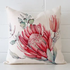 Lovely floral cushion made from linen fabric and in an elegant square size.