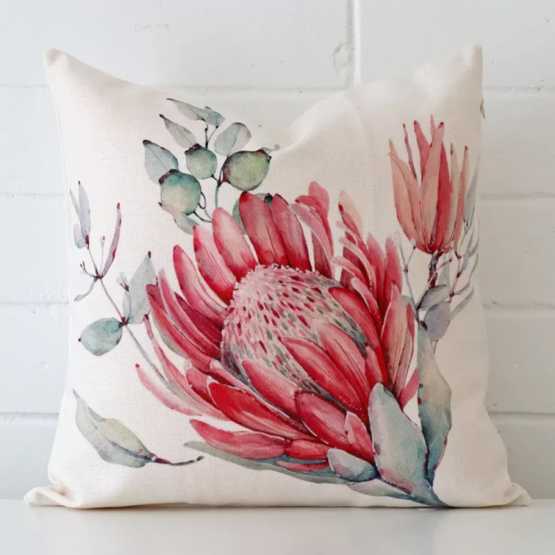australian-botanicals-protea-cushion-cover-45cm-x-45cm-sc823-45 Lovely floral cushion made from linen fabric and in an elegant square size.