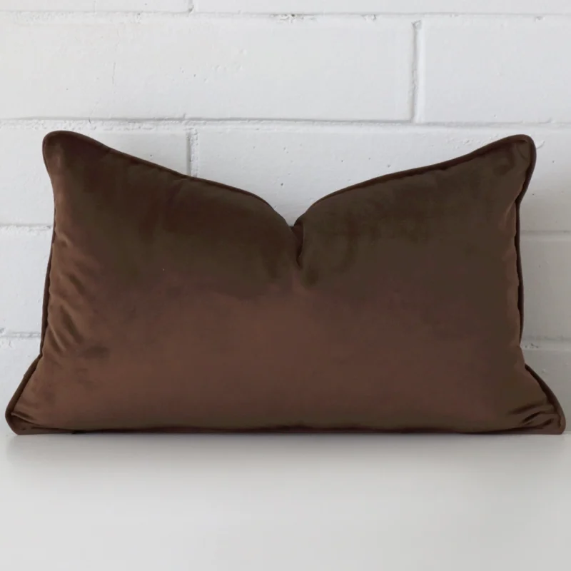 chocolate-brown-rectangular-velvet-cushion-cover-30cm-x-50cm-sc776-30 Vibrant velvet cushion cover in a stylish square size with chocolate brown colouring.