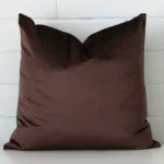 Lovely chocolate brown cushion made from velvet fabric and in an elegant square size.