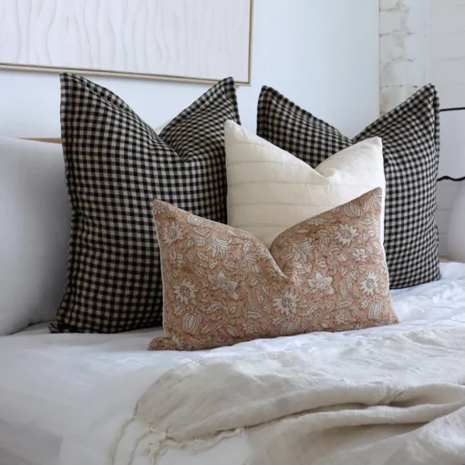 A closer shot image of the Finn designer set of 4 bed cushions.