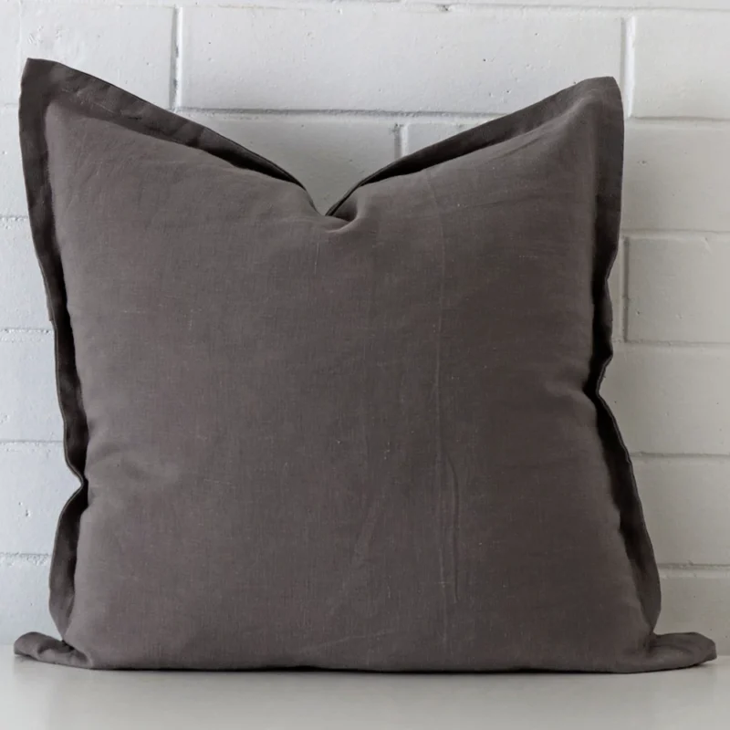 grey-linen-cushion-cove-sc810-50 Striking square grey cushion cover featuring a quality linen fabric.