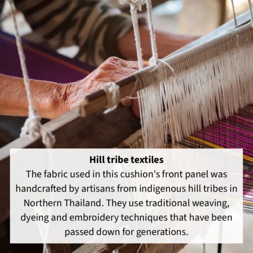 Thai hill tribe lady hand weaving fabric on a loom.