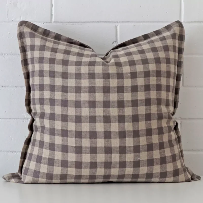 hugo-gingham-designer-cushion-cover-art121-55c Vibrant gingham designer cushion cover in a stylish square size.
