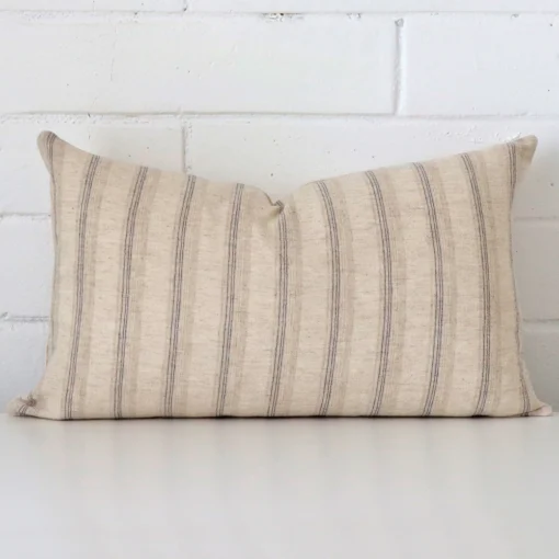 Striking rectangle cushion cover featuring a striped style on quality designer fabric.