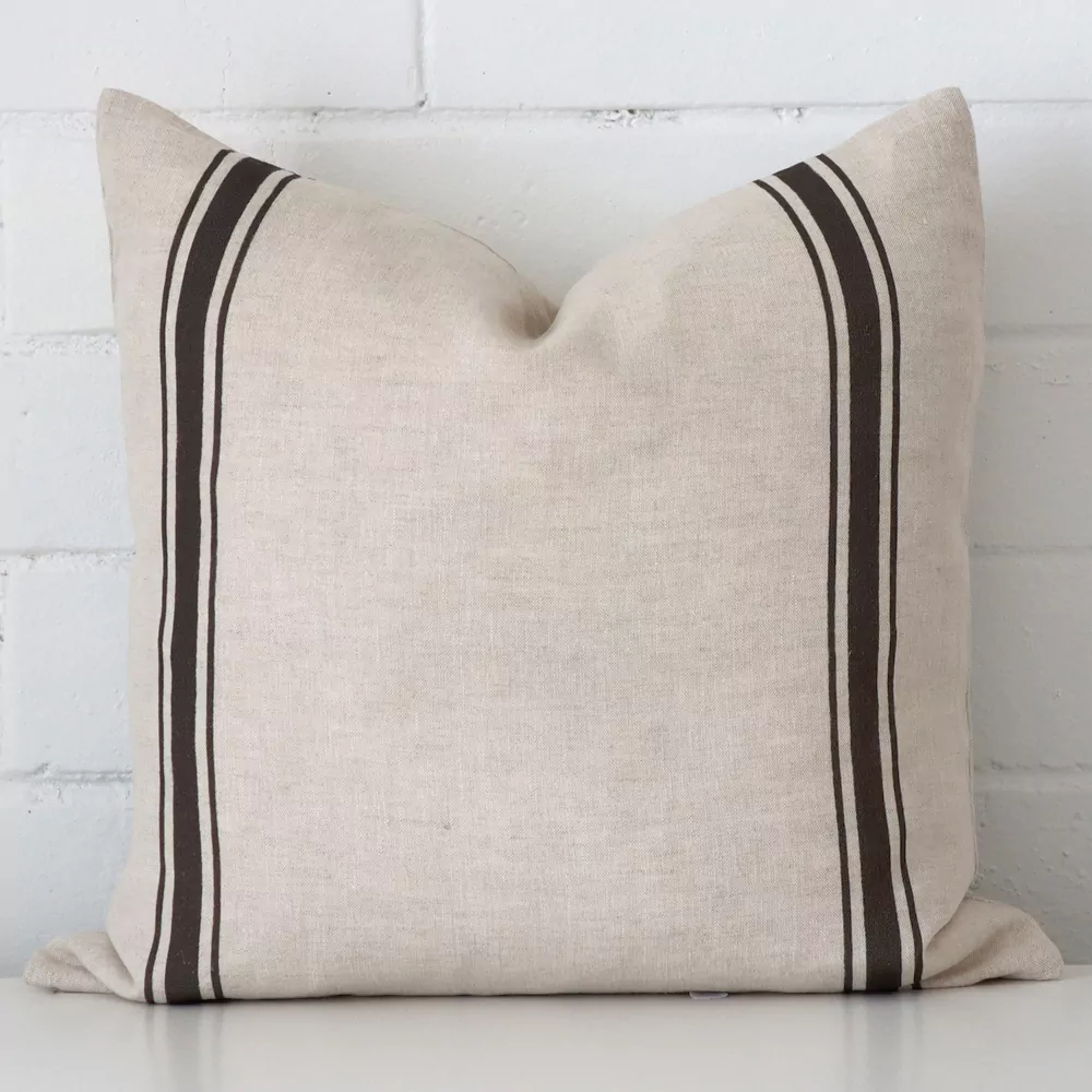 Ivy Linen Charcoal Striped Cushion Cover