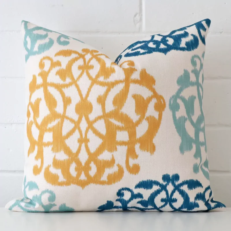 juno-classic-cushion-cover-45cm-x-45cm-sc56-45 Front view of patterned square cushion. Crafted from a special linen material.
