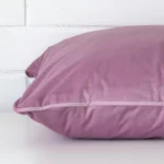 Square velvet cushion cover positioned flat to show seams. The lavender hue is shown.