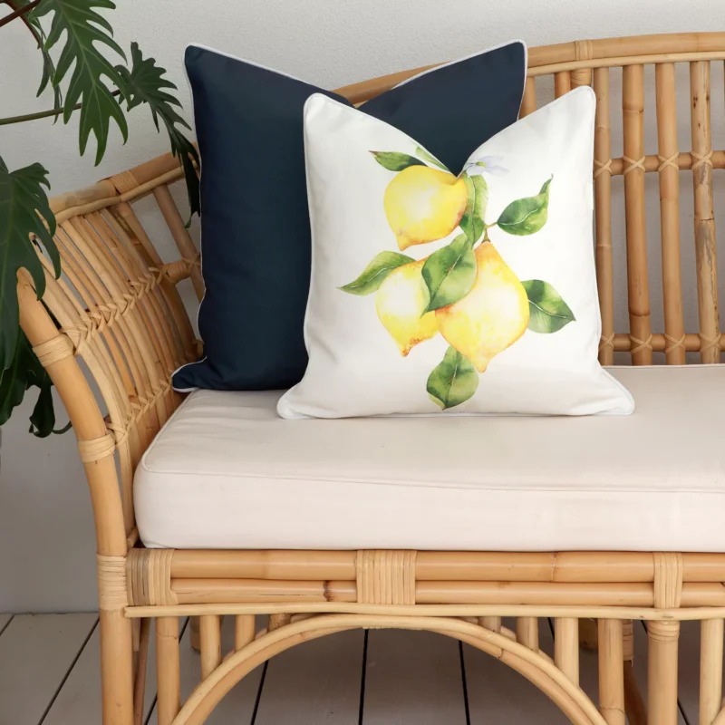 Enhance your outdoor space with meditarranean navy outdoor cushions, bringing a touch of coastal charm to your seating area.