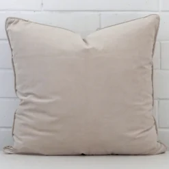 Lovely natural cushion made from velvet fabric and in an elegant large size.