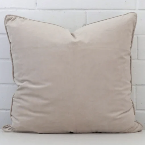 Lovely natural cushion made from velvet fabric and in an elegant large size.